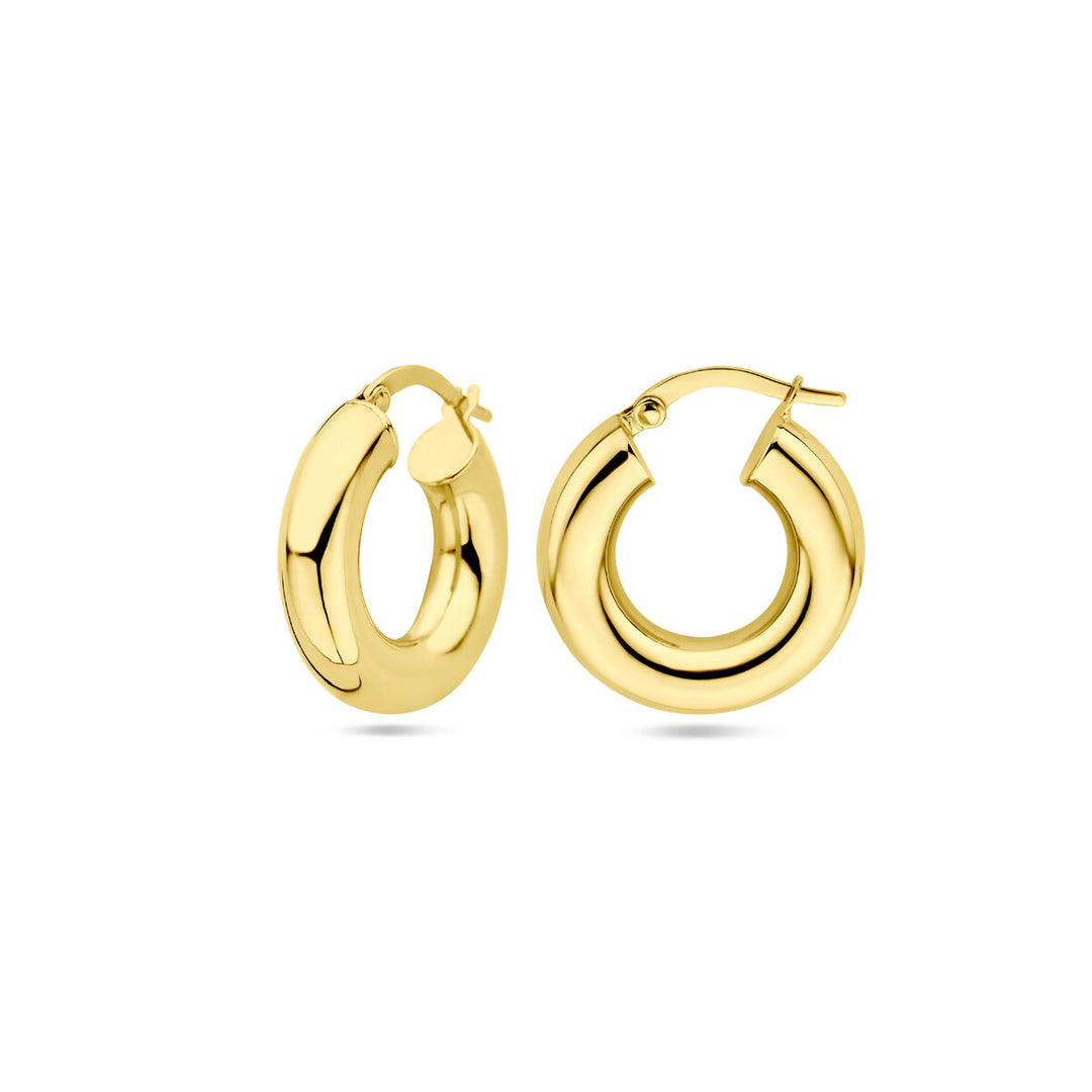 earrings 5.0 mm round tube. 14K yellow gold