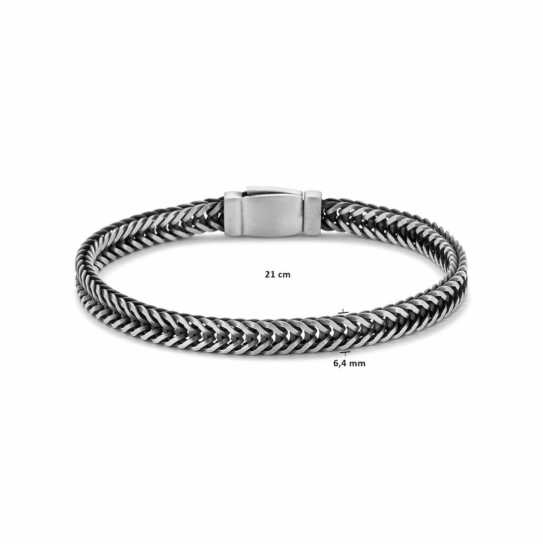 Silver bracelet men's oxi foxtail 6.4 mm oxidized