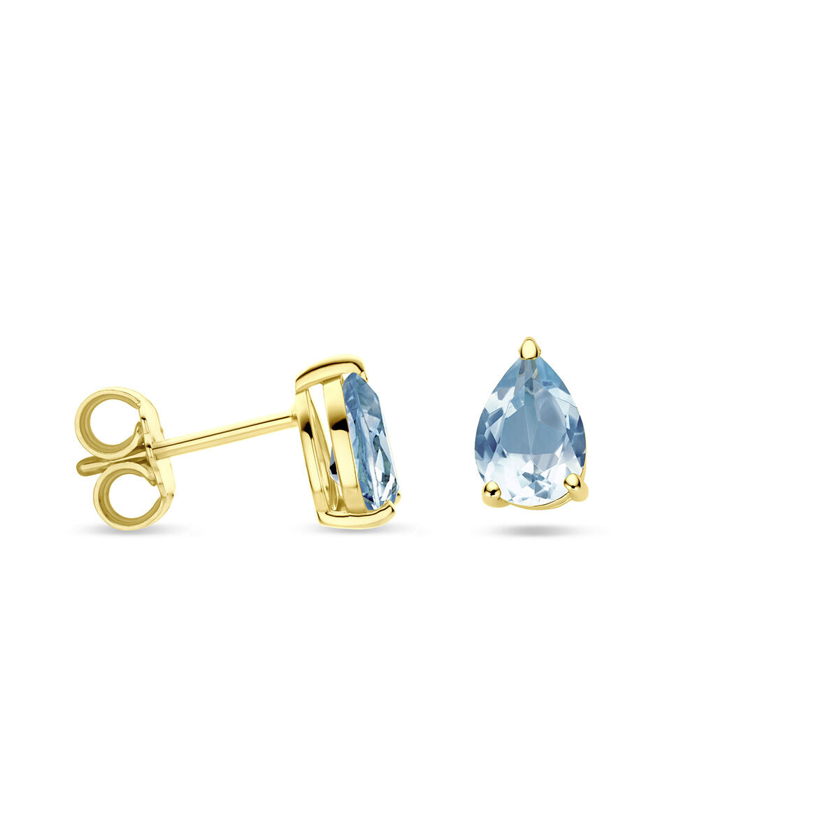 oorknoppen blauw topaas 14K geelgoud