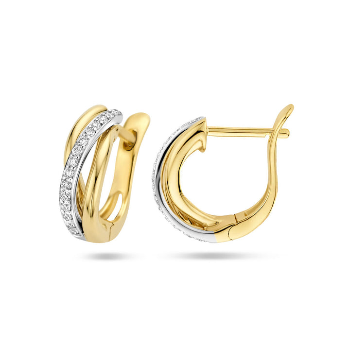 drop earrings diamond 0.16ct (2x0.08ct) h si 14K bicolor gold yellow/white 