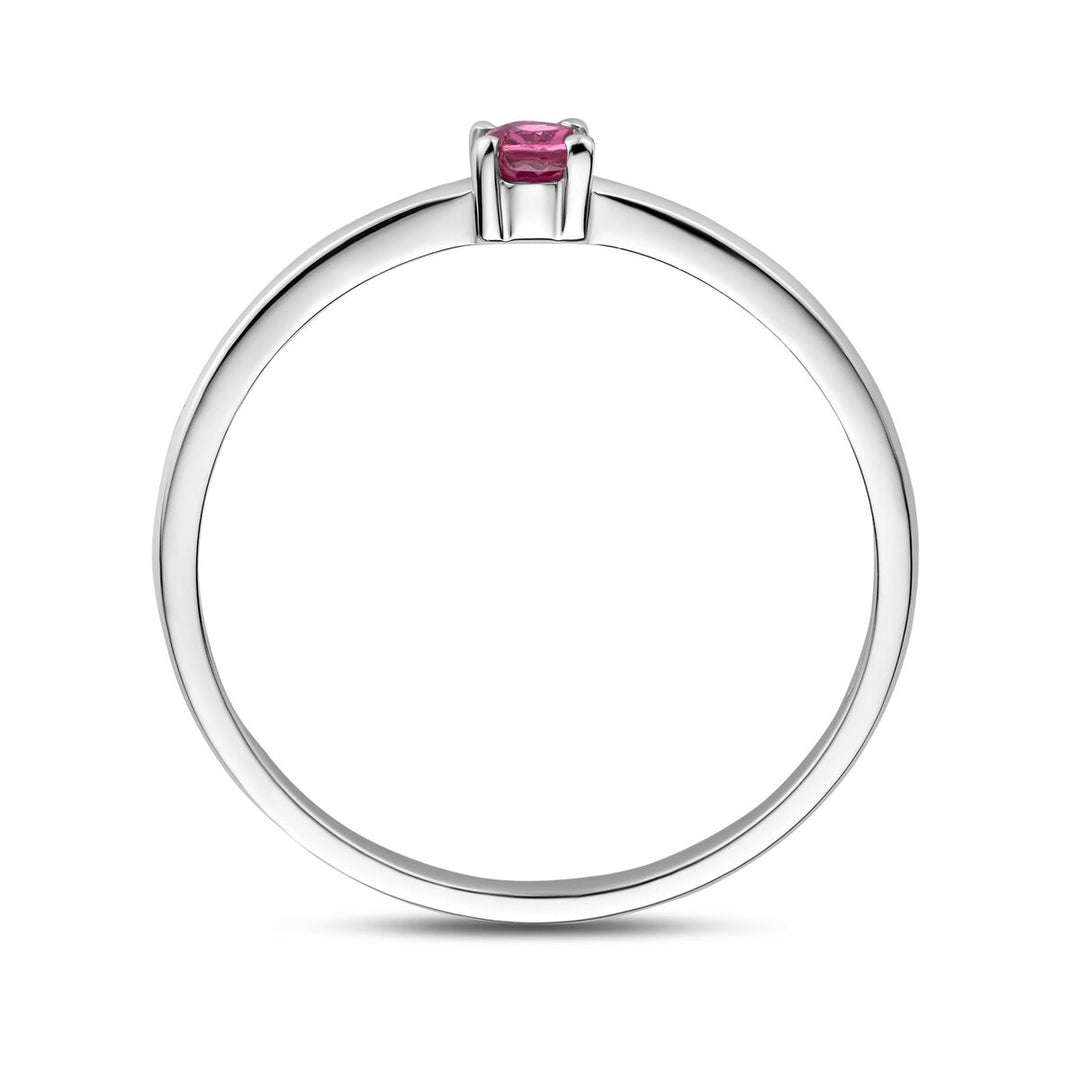 ring with birthstone pink tourmaline October silver rhodium plated