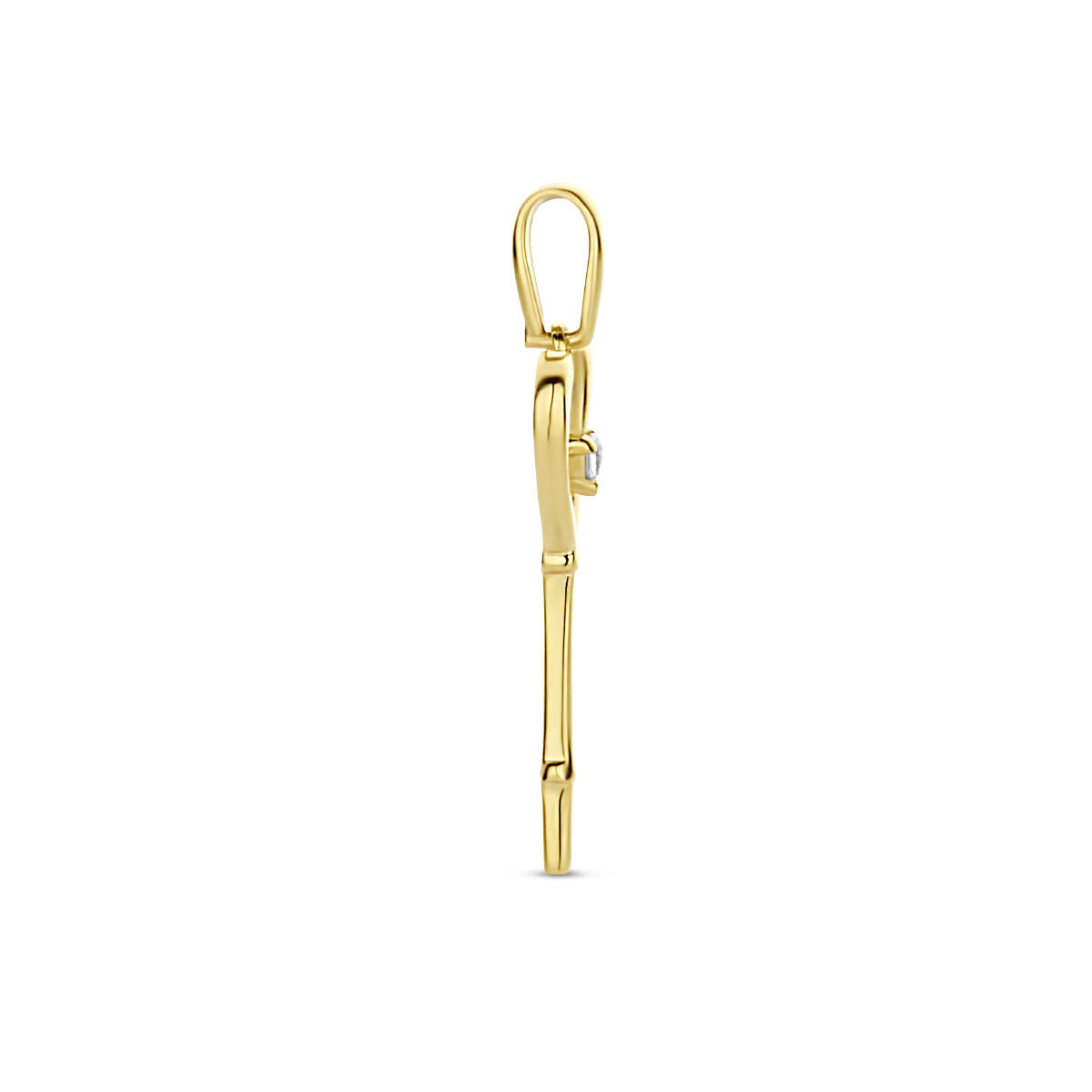 pendant heart and key zirconia 14K yellow gold