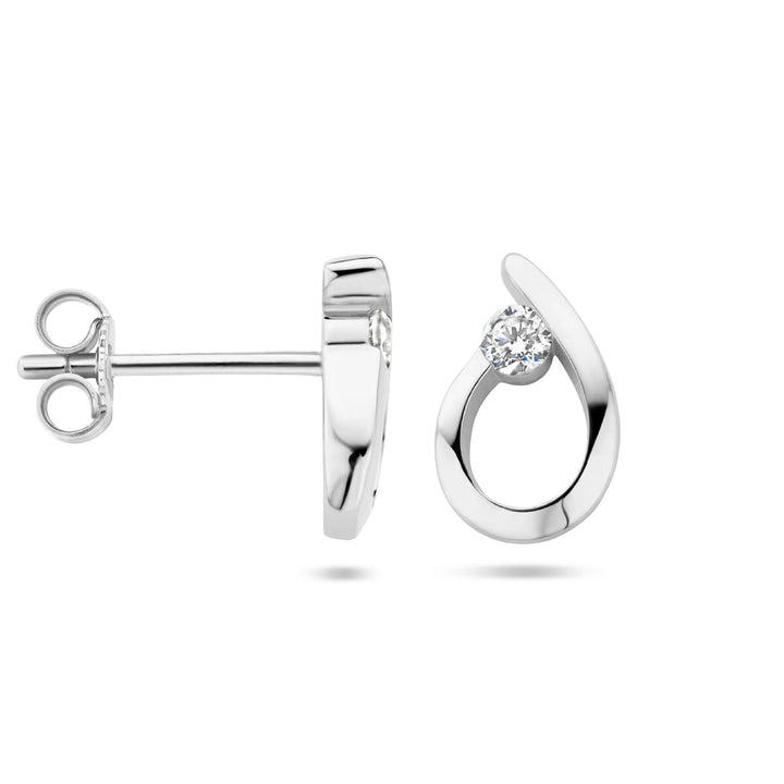 ear studs drop zirconia silver rhodium plated