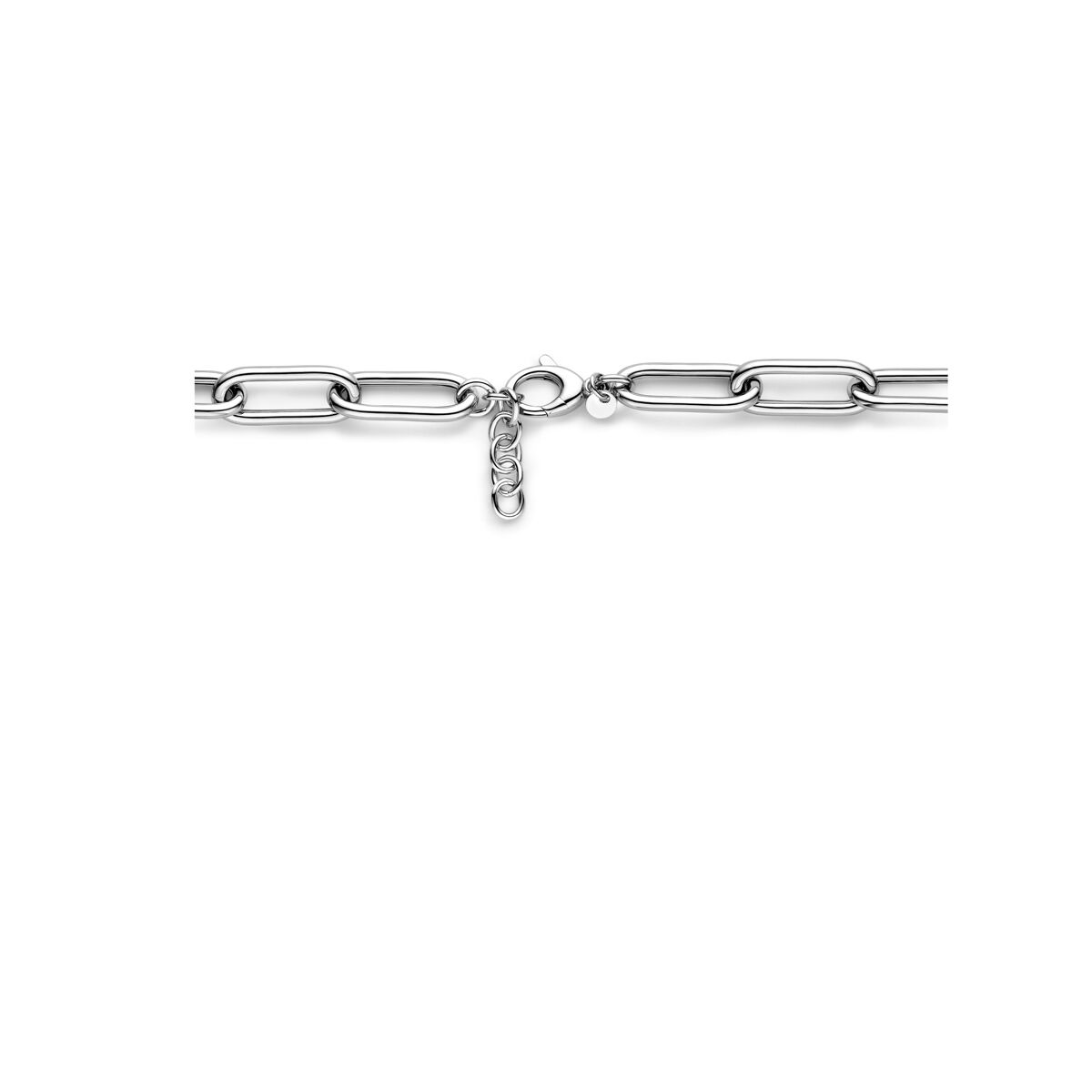 collier paperclip ronde buis 11,5 mm 43 + 3,5 cm zilver gerhodineerd