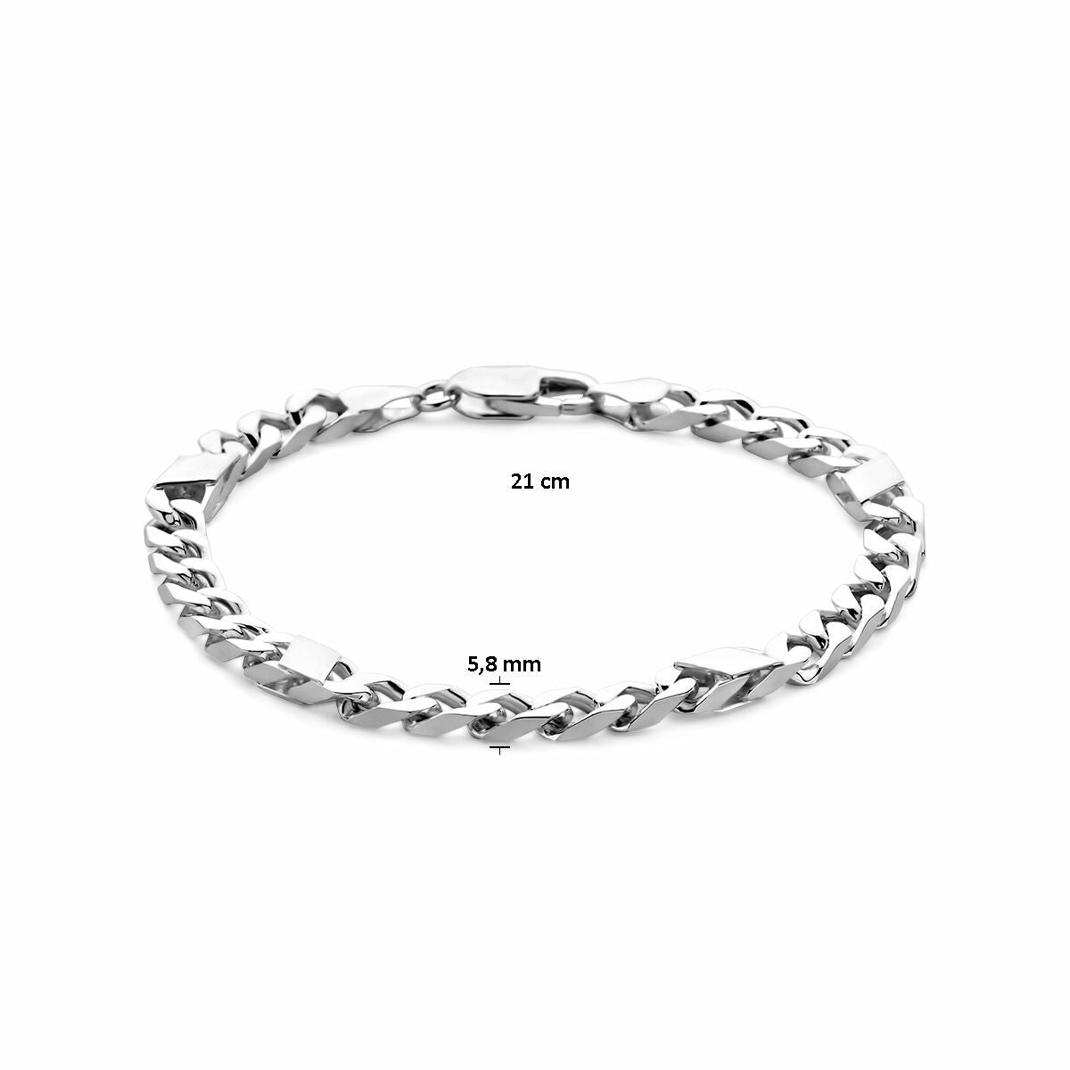 Silver bracelet men's gourmette with spacer 5.8 mm