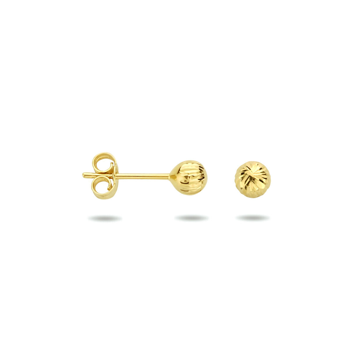ball ear studs diamond-plated 14K yellow gold