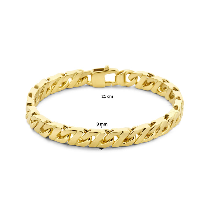 Gold bracelet men 8 mm solid 14K