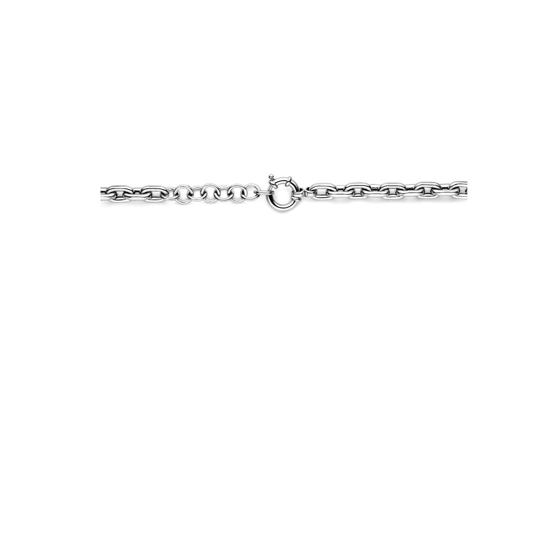 Halskette Büroklammer Rundrohr 43 + 4,0 cm 8,6 mm mit großem Karabinerverschluss Silber rhodiniert