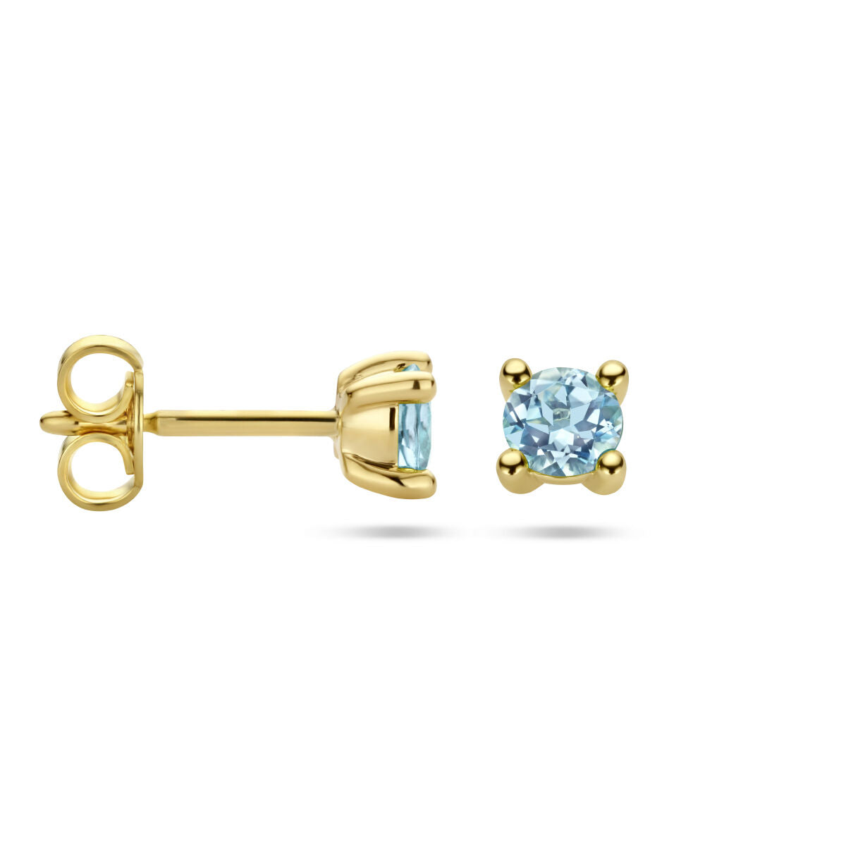 oorknoppen blauw topaas 14K geelgoud