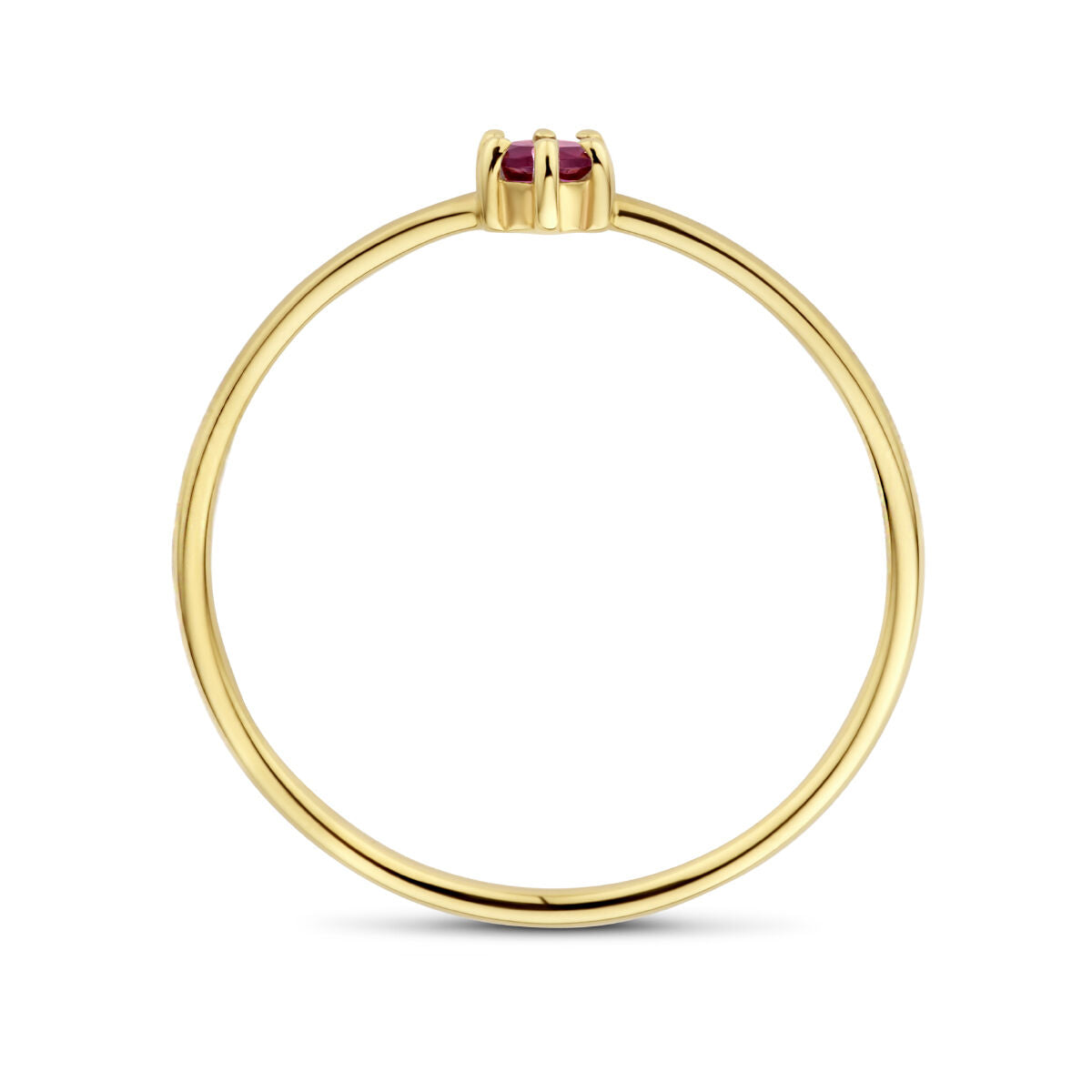 ring met geboortesteen granaat  januari 14K geelgoud