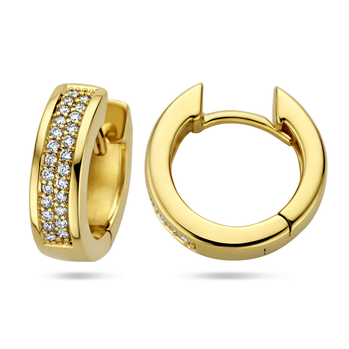 klapoorringen diamant 0.25ct (2x0.125ct) h si 14K geelgoud