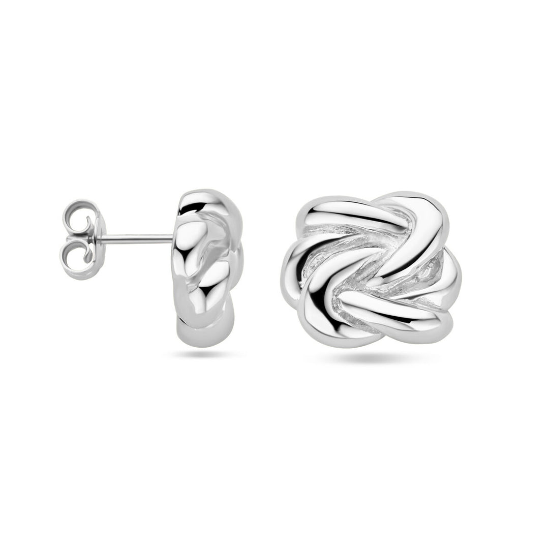 ear studs button silver rhodium plated