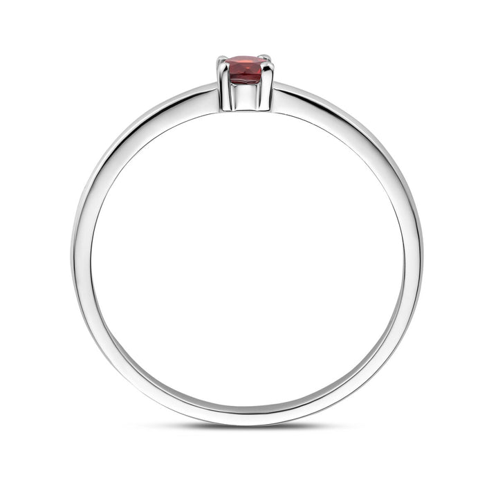 ring with birthstone garnet January silver rhodium plated