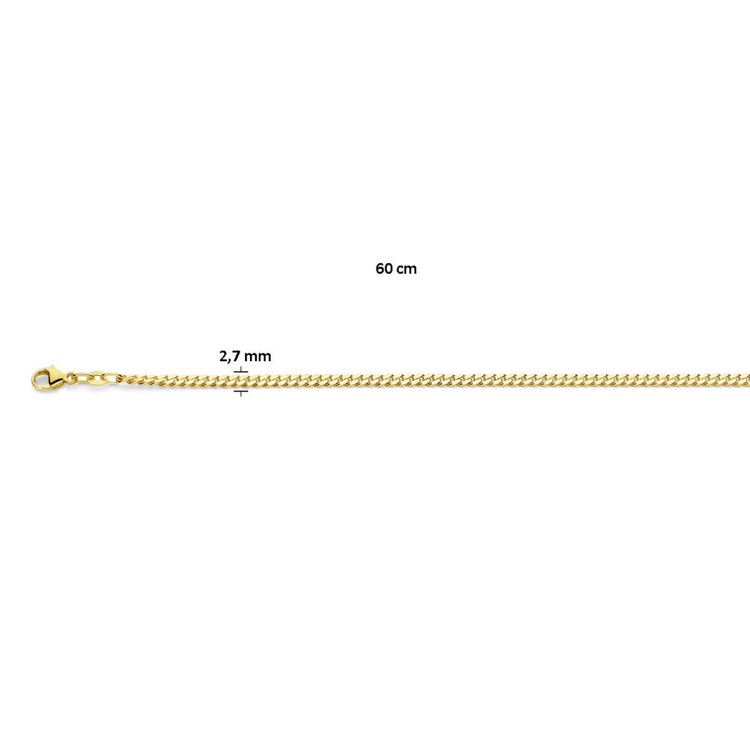 Gouden ketting heren - gourmette 4-zijdes geslepen 2,7 mm massief 14K