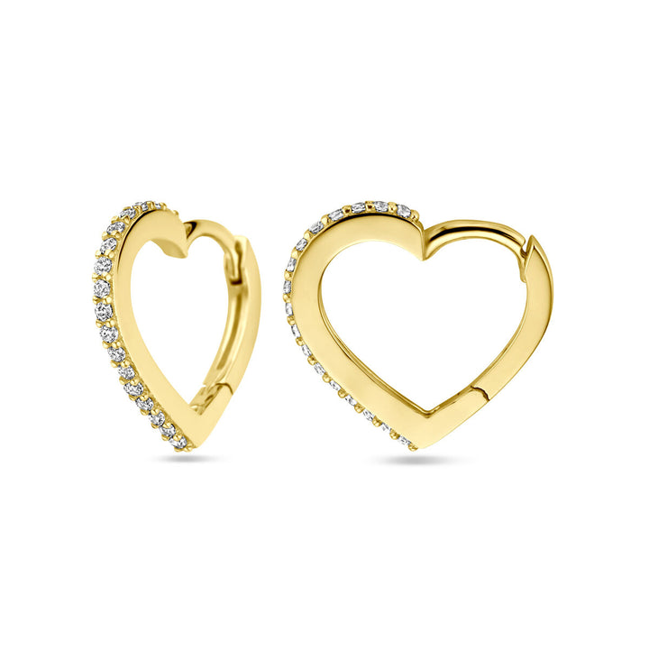 drop earrings hearts zirconia 14K yellow gold