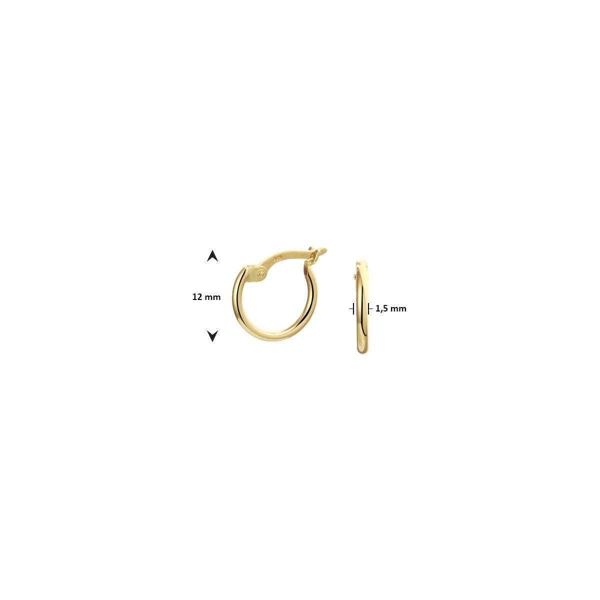 oorring 12 mm per stuk 14K geelgoud