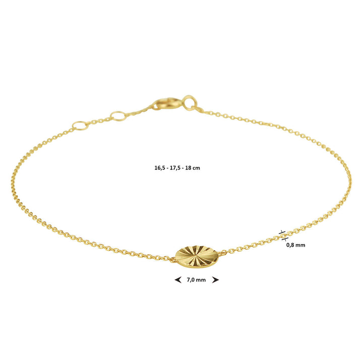 armband rondje 16,5 - 17,5 - 18 cm 14K geelgoud
