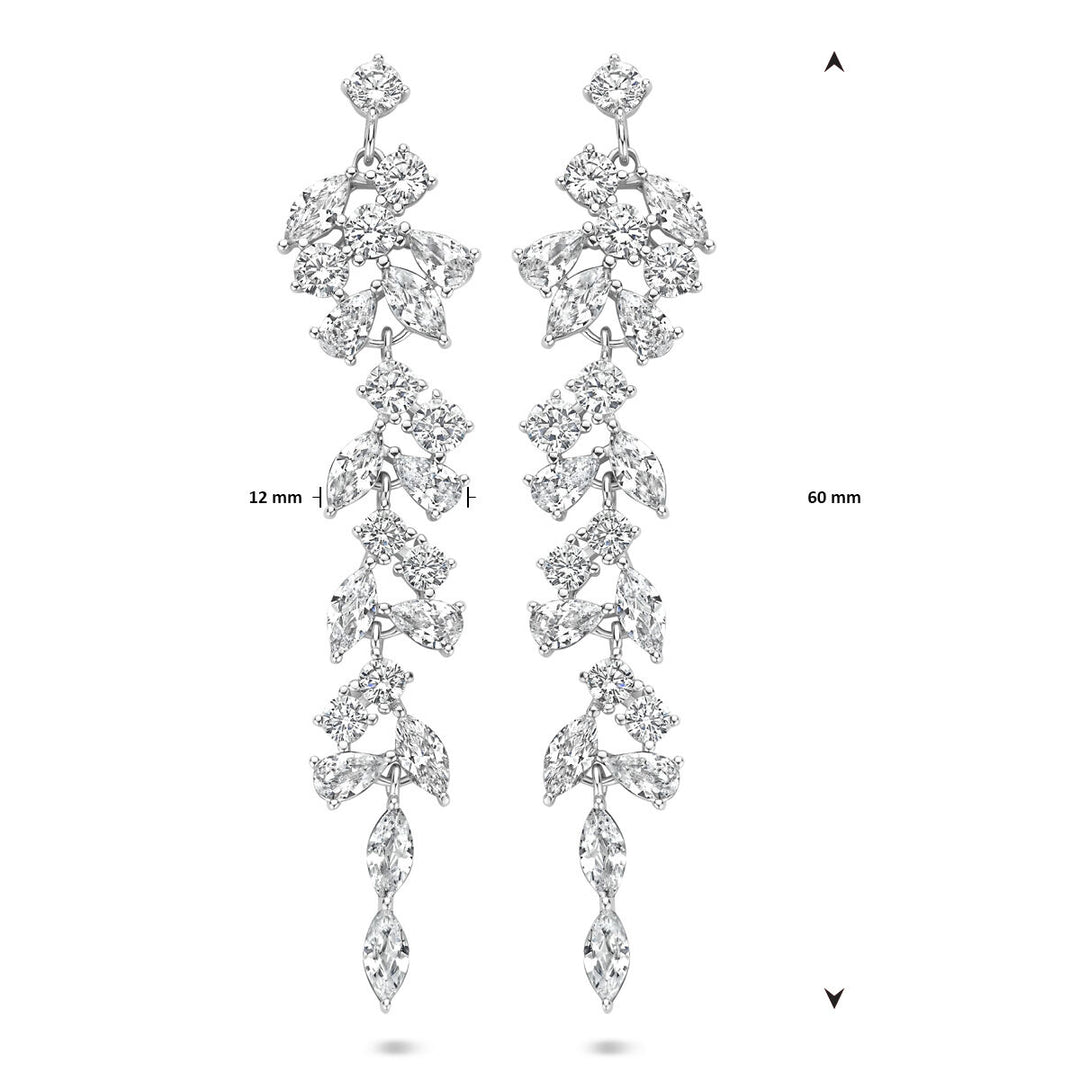 oorhangers zirkonia 60 mm zilver gerhodineerd