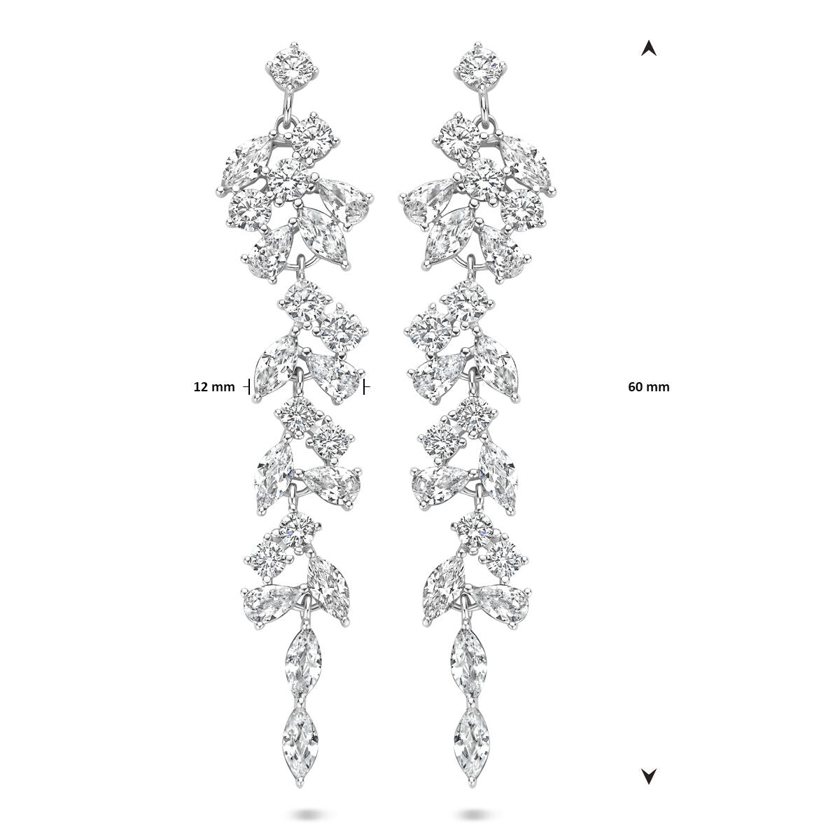 oorhangers zirkonia 60 mm zilver gerhodineerd