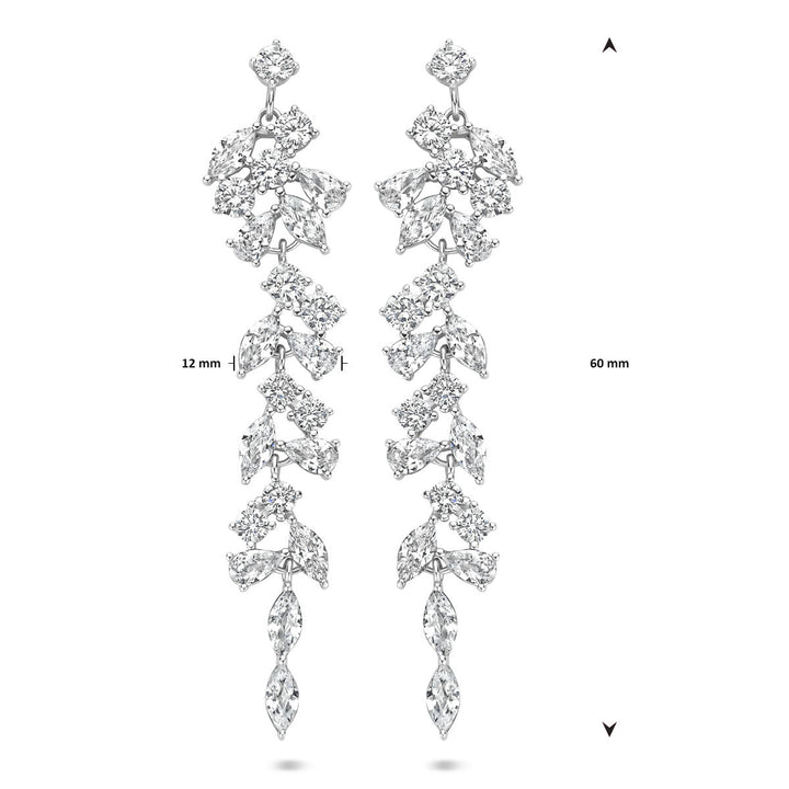 oorhangers zirkonia 60 mm zilver gerhodineerd