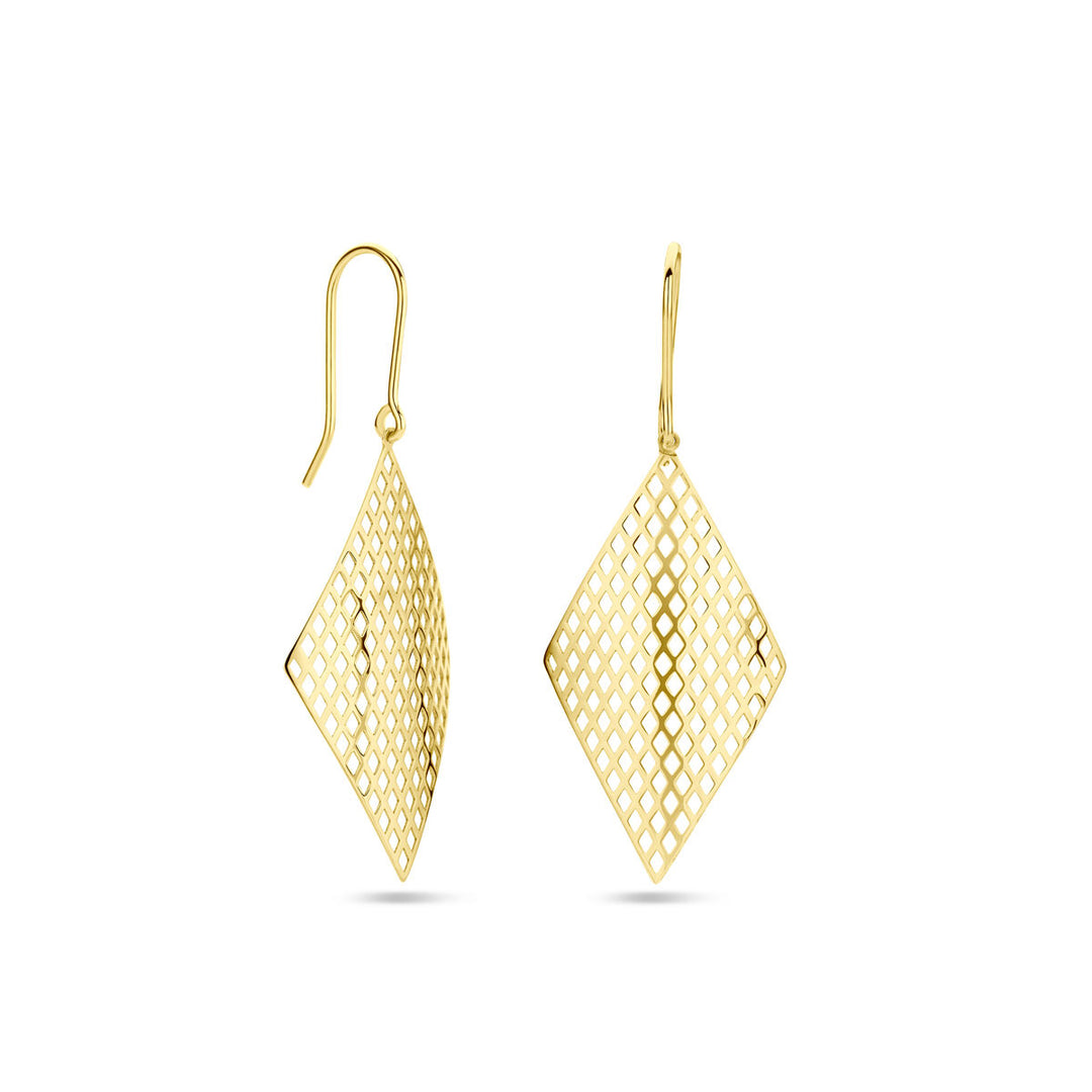 Van der Kooij Collectie - oorhangers ruit franse haak 14K geelgoud