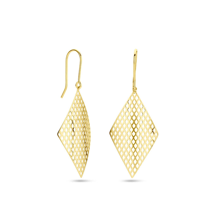 Van der Kooij Collectie - oorhangers ruit franse haak 14K geelgoud