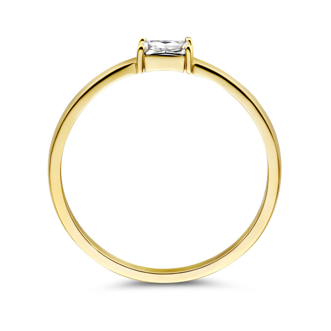 ring with birthstone zirconia April 14K yellow gold