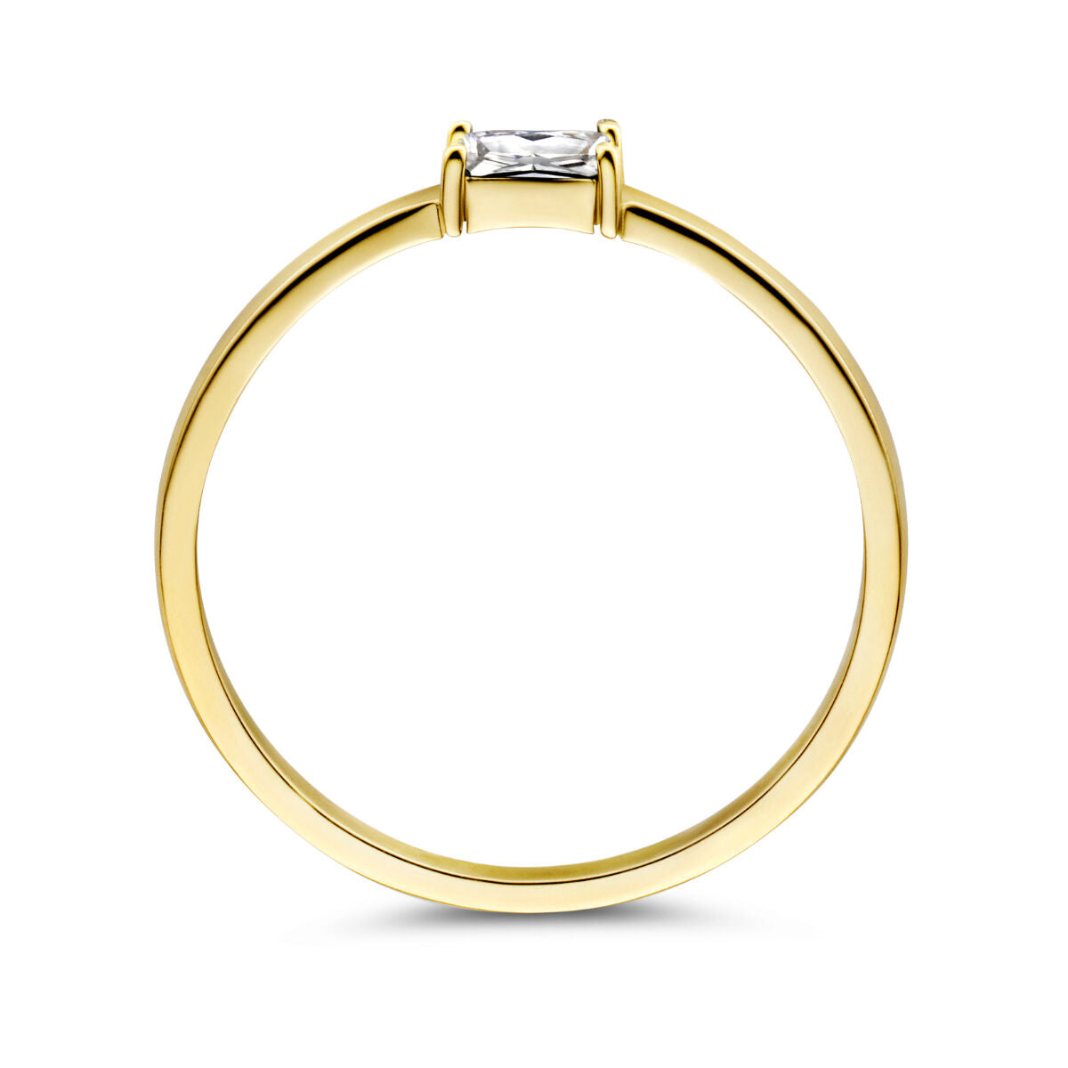 ring with birthstone zirconia April 14K yellow gold