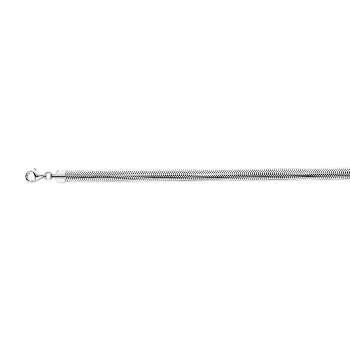 Zilveren armband van 6,3 mm met gerhodineerde afwerking en een sluiting.