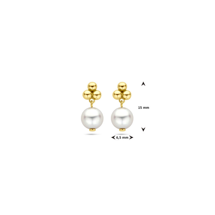 oorknoppen parel 15 mm 14K geelgoud