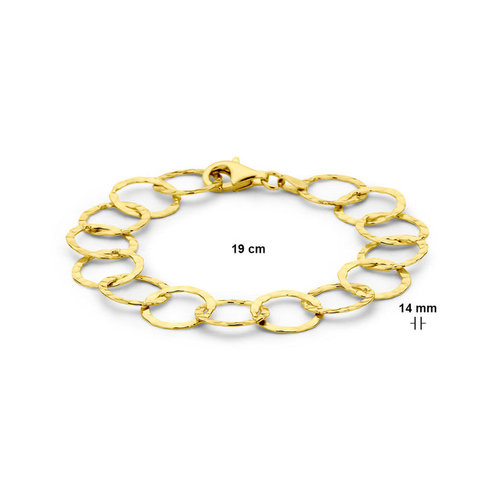 armband cirkels gehamerd 19 cm 3 micron zilver verguld (geel)