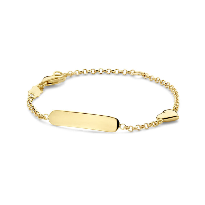Baby bracelet gold heart plate 3.5 mm 14K