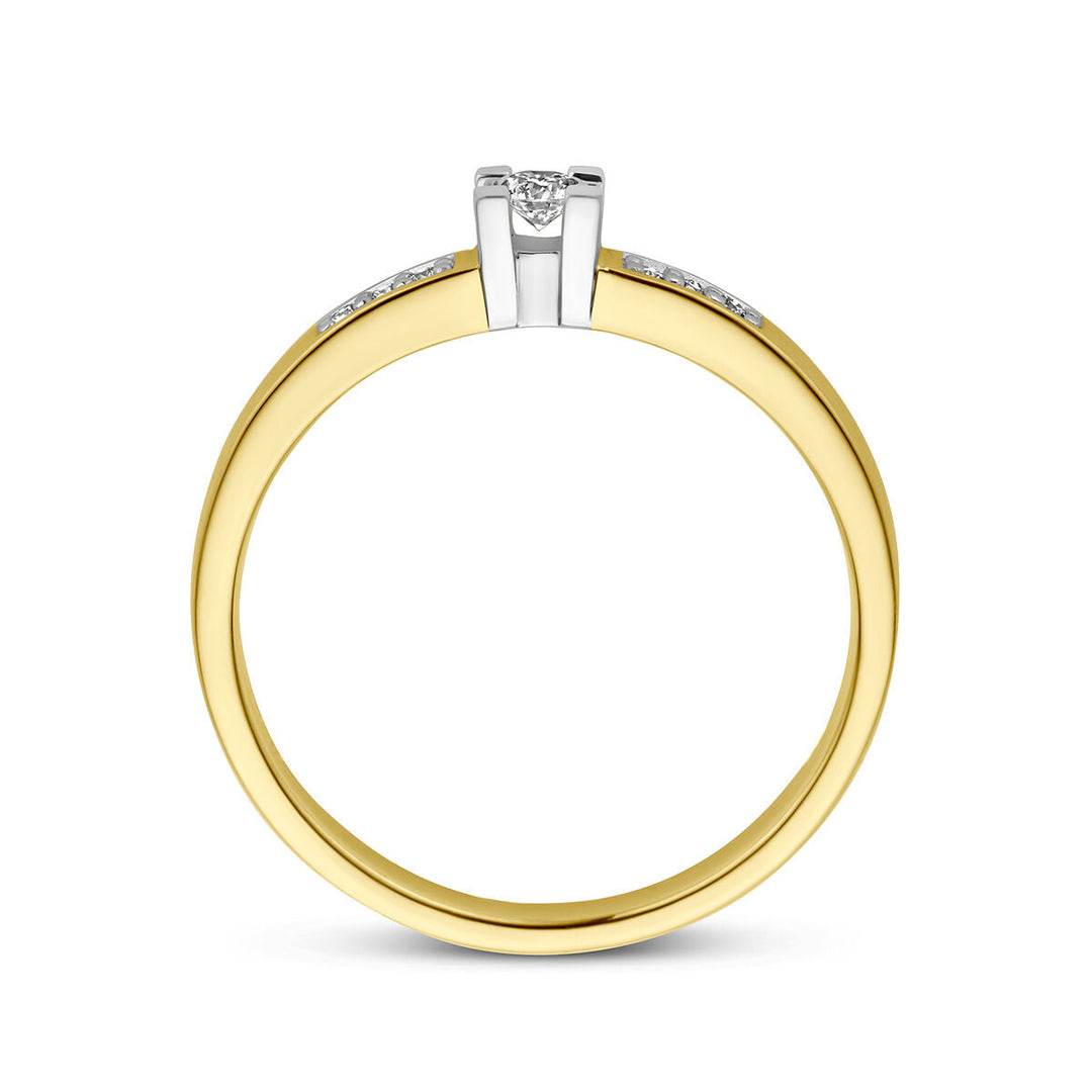 ring diamond 0.08ct h si 14K bicolor gold yellow/white