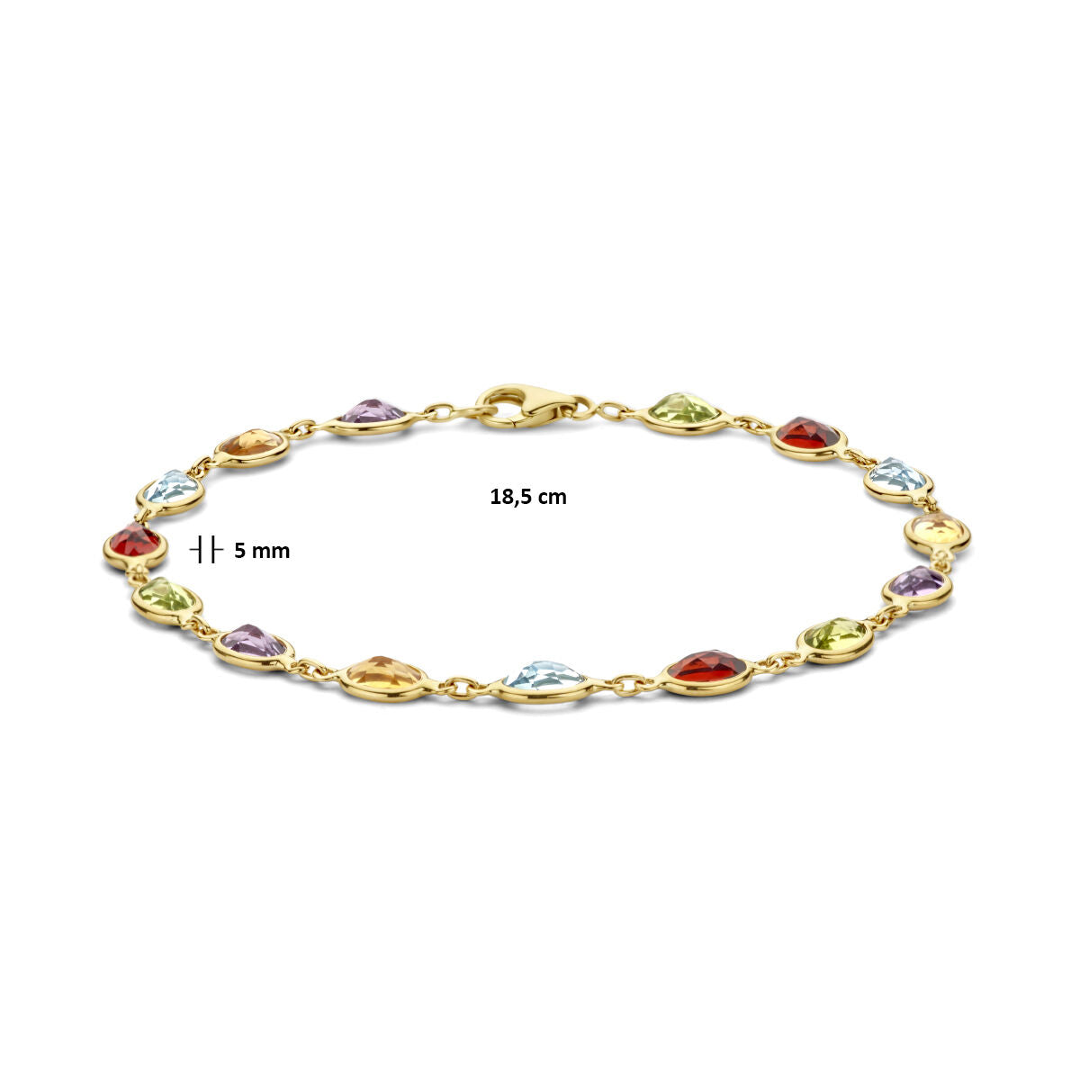 Gold bracelet ladies natural color stones 14K
