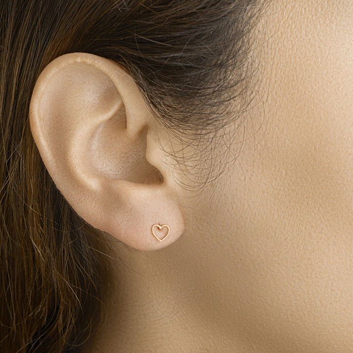 ear studs heart 14K rose gold