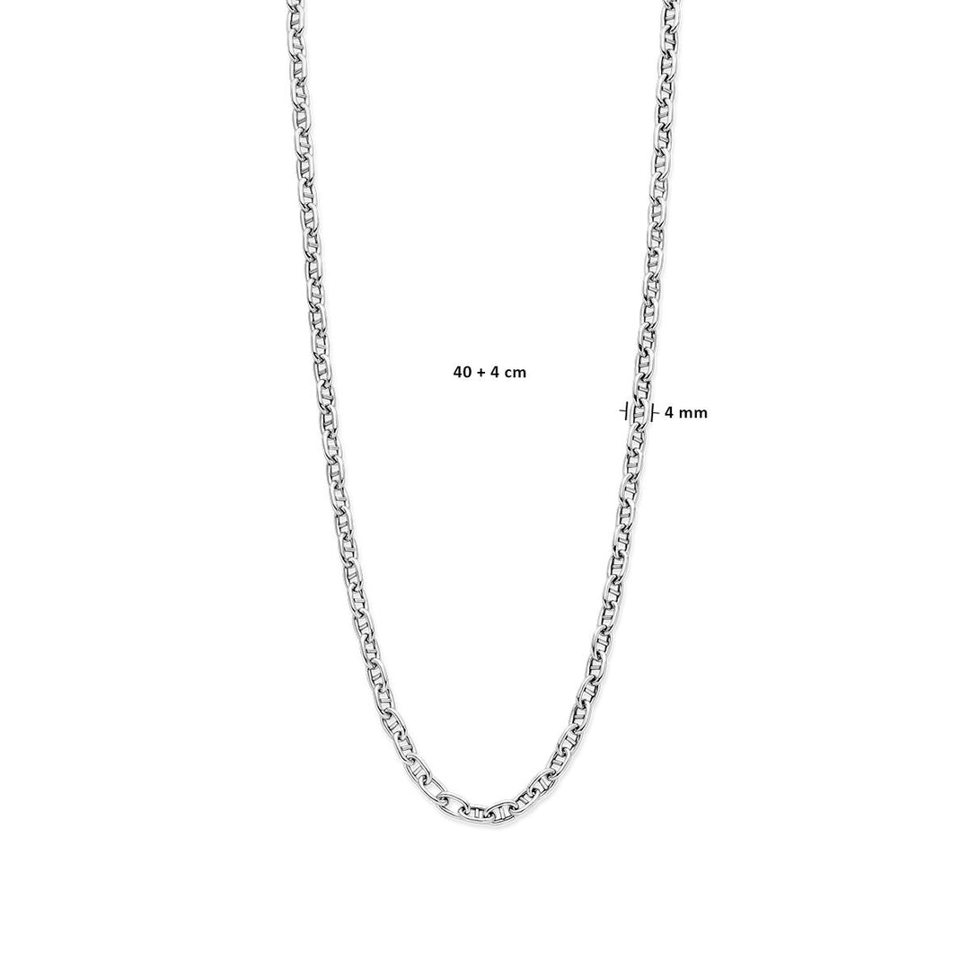 necklace round tube 4.0 mm 40 + 4 cm silver rhodium plated