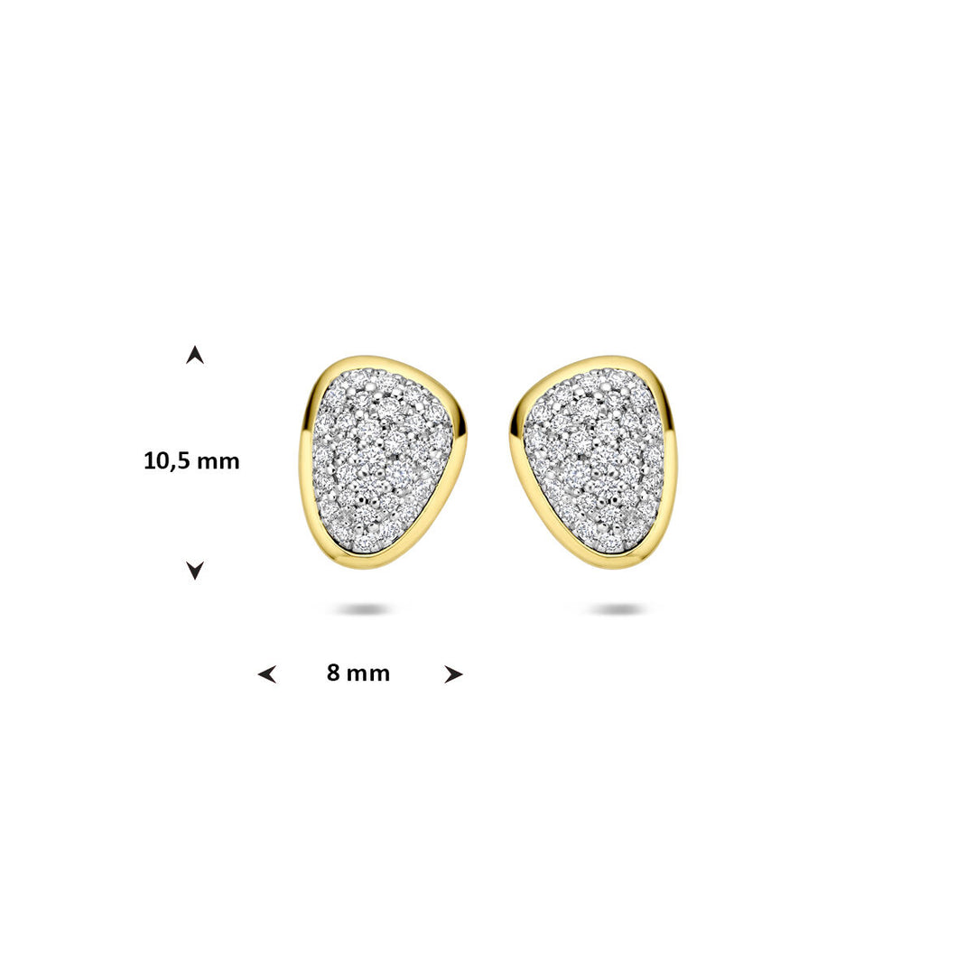 14k Bicolor oorknopjes met diamant 0.35ct