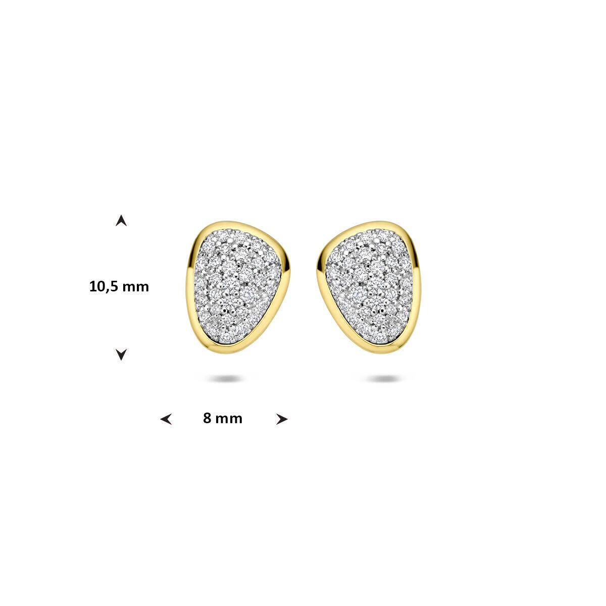 14k Bicolor oorknopjes met diamant 0.35ct