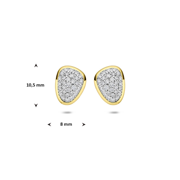 14k Bicolor oorknopjes met diamant 0.35ct
