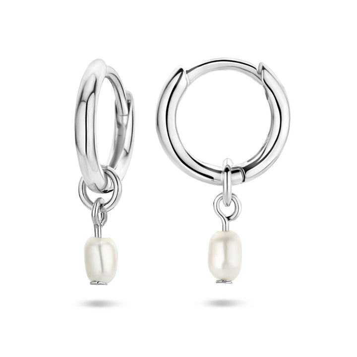 oorringen parel zilver gerhodineerd