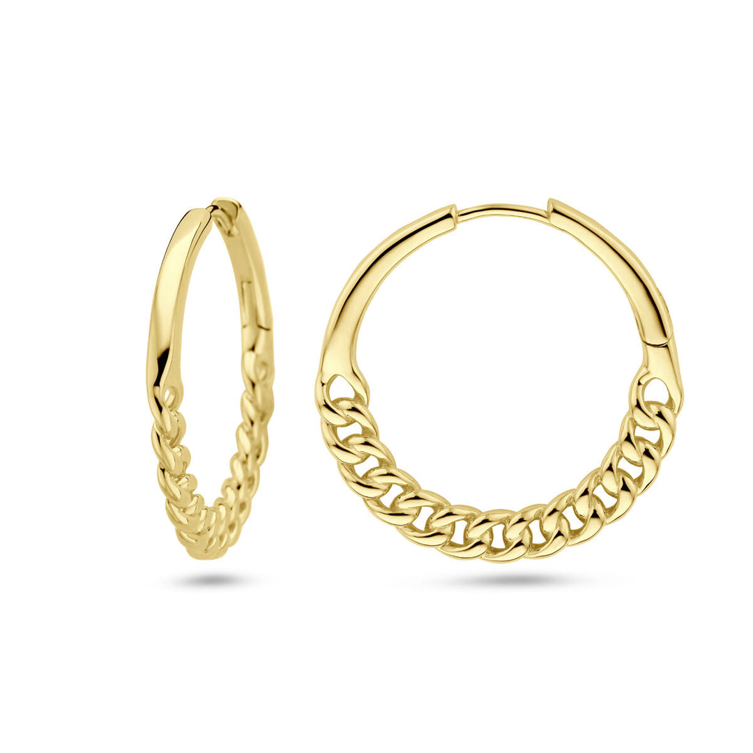 drop earrings link motif 1 micron silver gold plated (yellow)