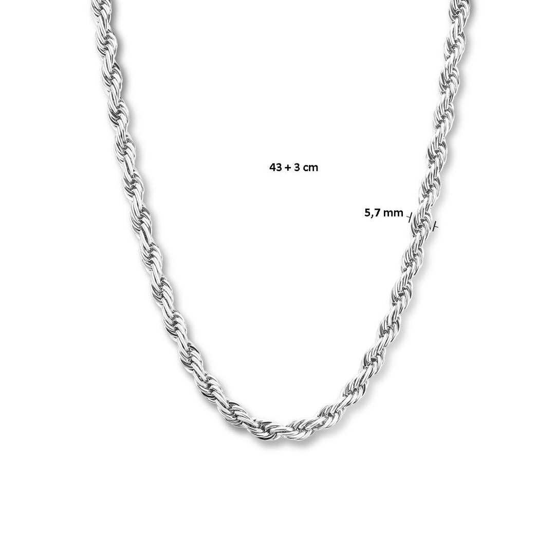 collier koord 5,7 mm 43 + 3 cm edelstaal