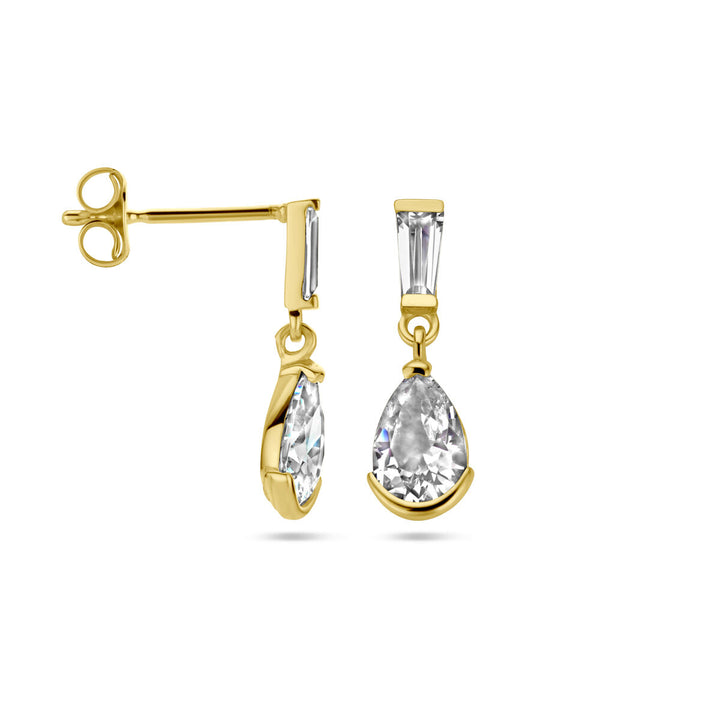 earrings zirconia 14K yellow gold