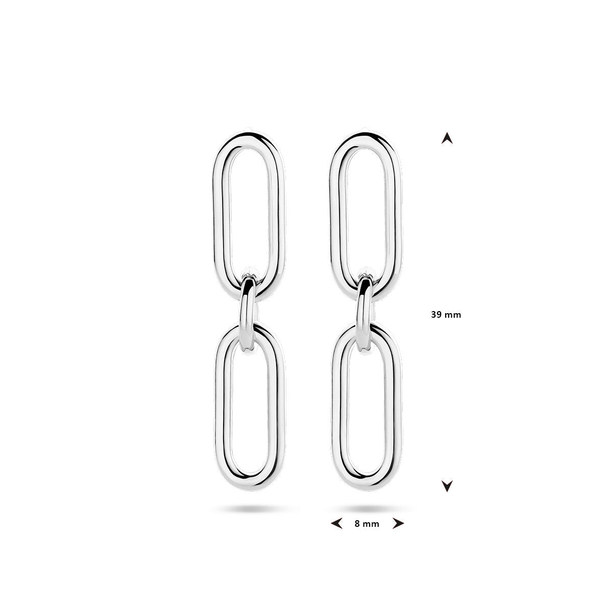 oorhangers paperclip ronde buis zilver gerhodineerd