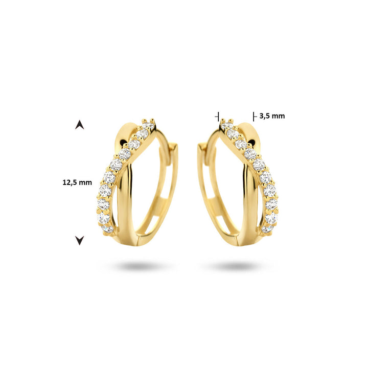 drop earrings zirconia 14K yellow gold