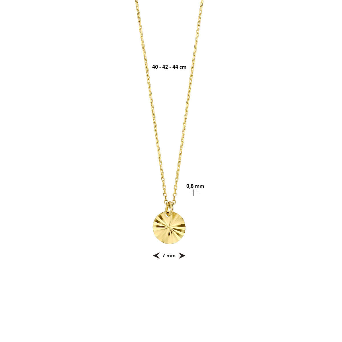 collier rondje 40 - 42 - 44 cm 14K geelgoud