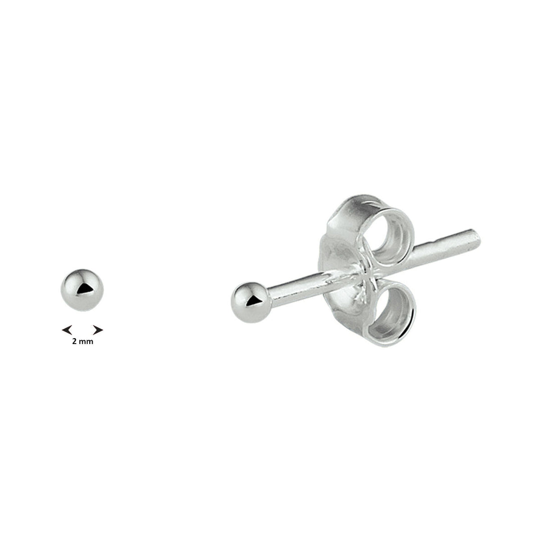 ear studs ball silver white