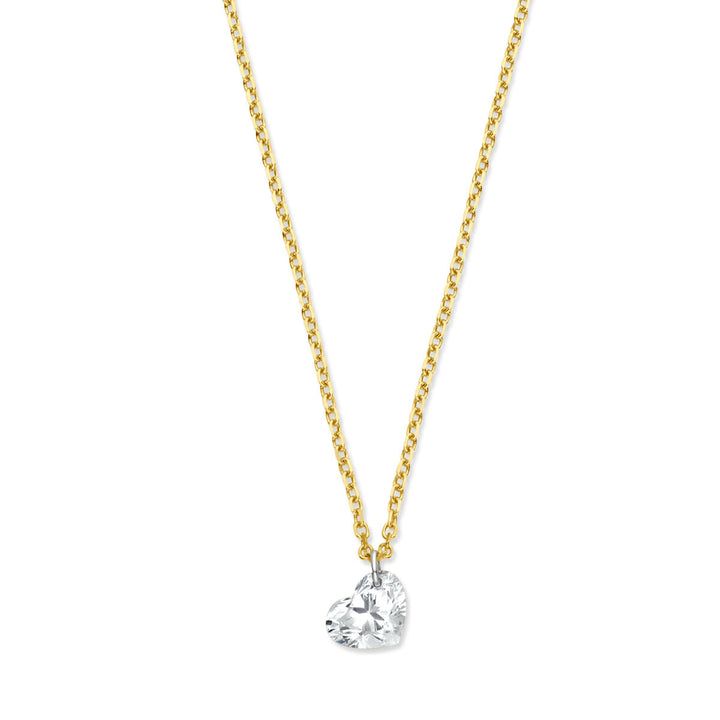 Gold ladies necklace heart diamond 18K