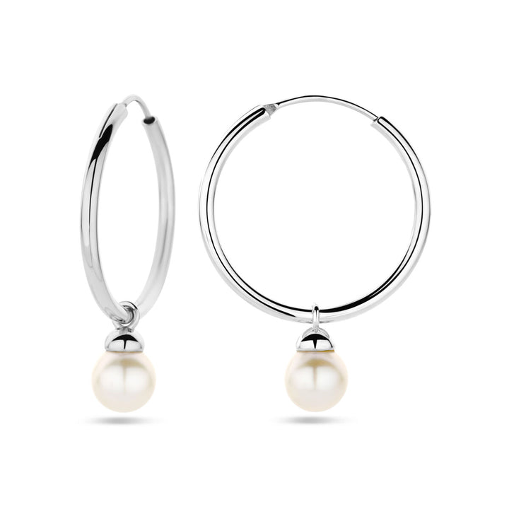 oorringen parel 35 mm zilver gerhodineerd