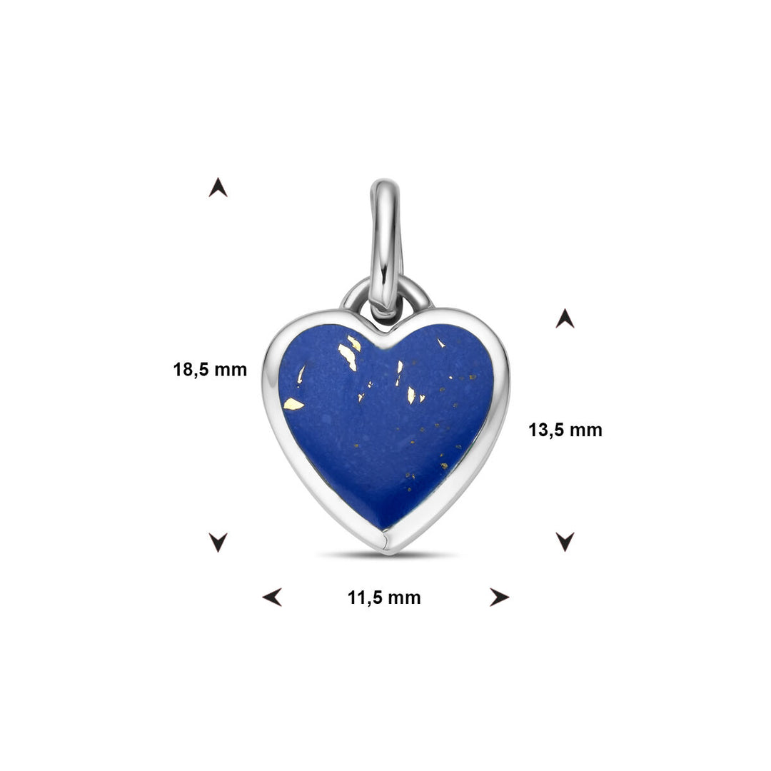 pendant heart lapis silver rhodium plated